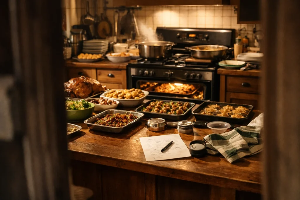Repas de famille pour vingt : quantités, timing et un seul four
